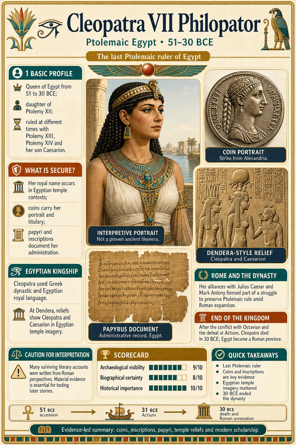 Cleopatra VII Philopator — illustratie uit het Pharaoh Archive